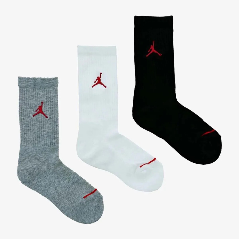 Nike Kids Air Jordan Jumpman Crew Socks Multi Color WJ0010 042 -‎ Sz 3Y - 5Y New